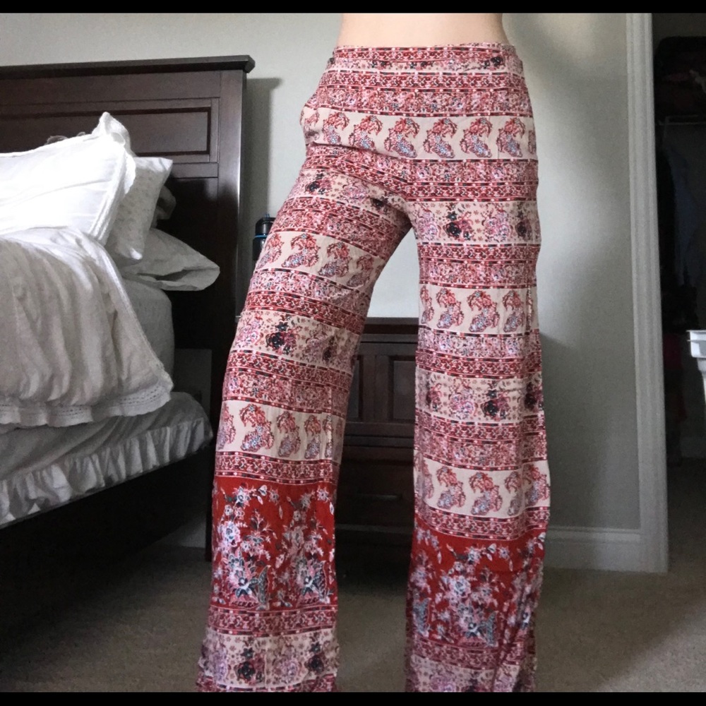vintage style bell bottom medals print pants